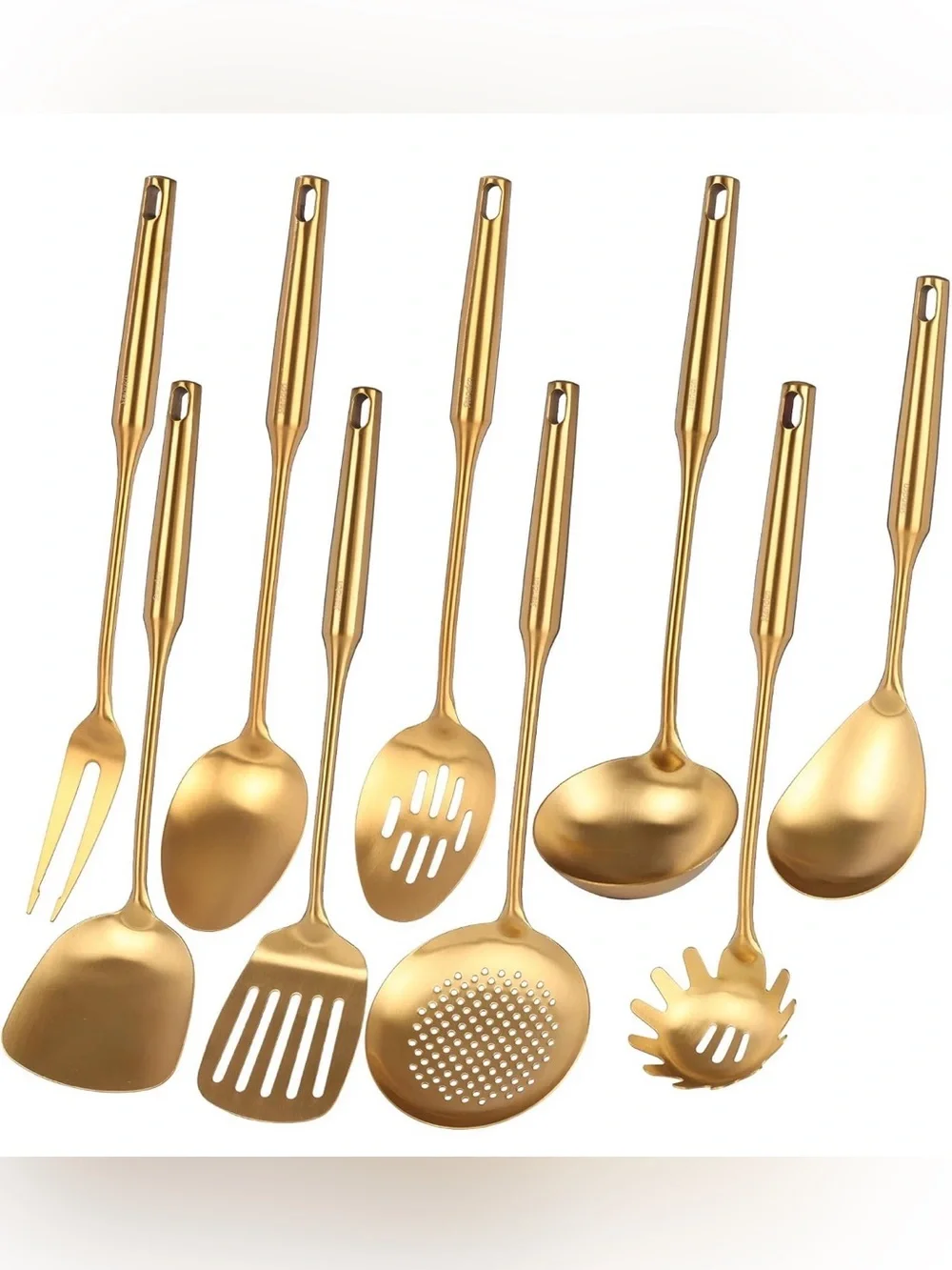 Gold Stainless Steel Kitchen Utensil Set - Elegant Cooking Tools